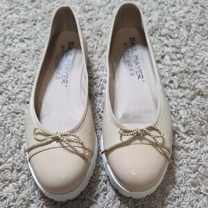 Paul Mayer Attitudes Women's Beige Flats with Bow, Sz 8.5, Made In Spain, $298